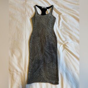 Almost Famous XS Athletic Body Dress - Silver and Black Swirls - NWT